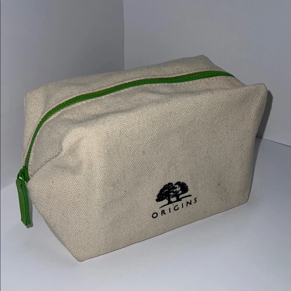 Origins Cosmetics Large Cream Zip Canvas Cosmetics Clutch Bag